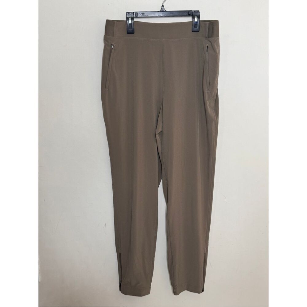 Athleta Tan Jogger Pants Zip Ankle 12 Tall